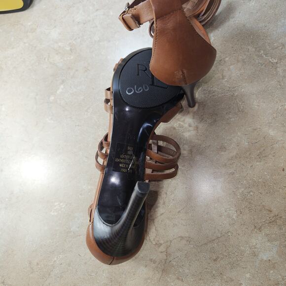 New Lauren Ralph‎ Lauren Women's SZ 10B SABA Brown Leather Sandals heels Sexy - Picture 5 of 7